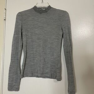HELMUT LANG lightweight gray wool knit high neck long sleeve top size XS